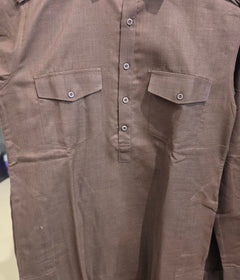 Men's Pathani set in linen brown color