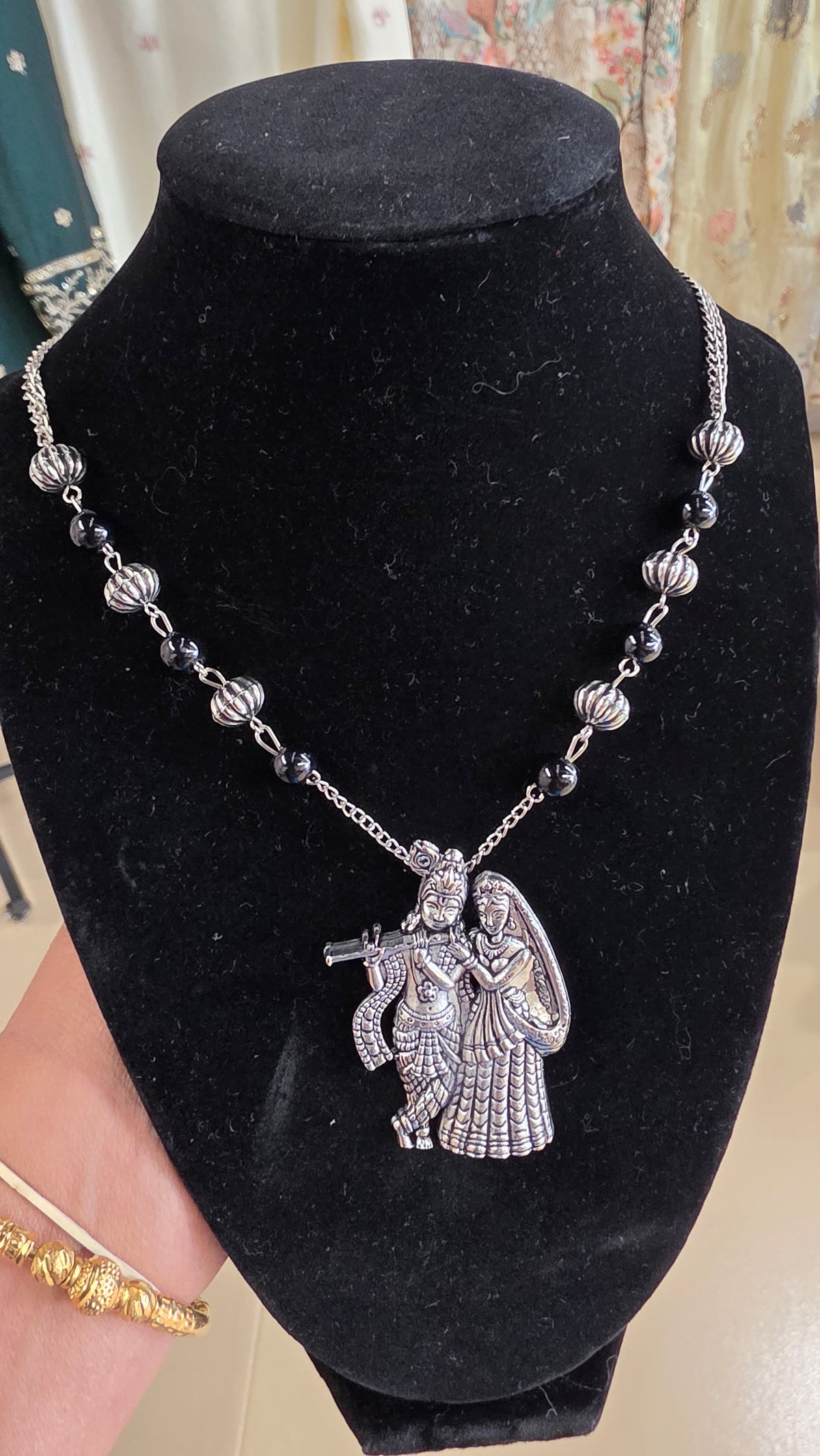 Radha Krishna pendant neckle/oxodised