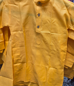 Kids Boys yellow kurta plain