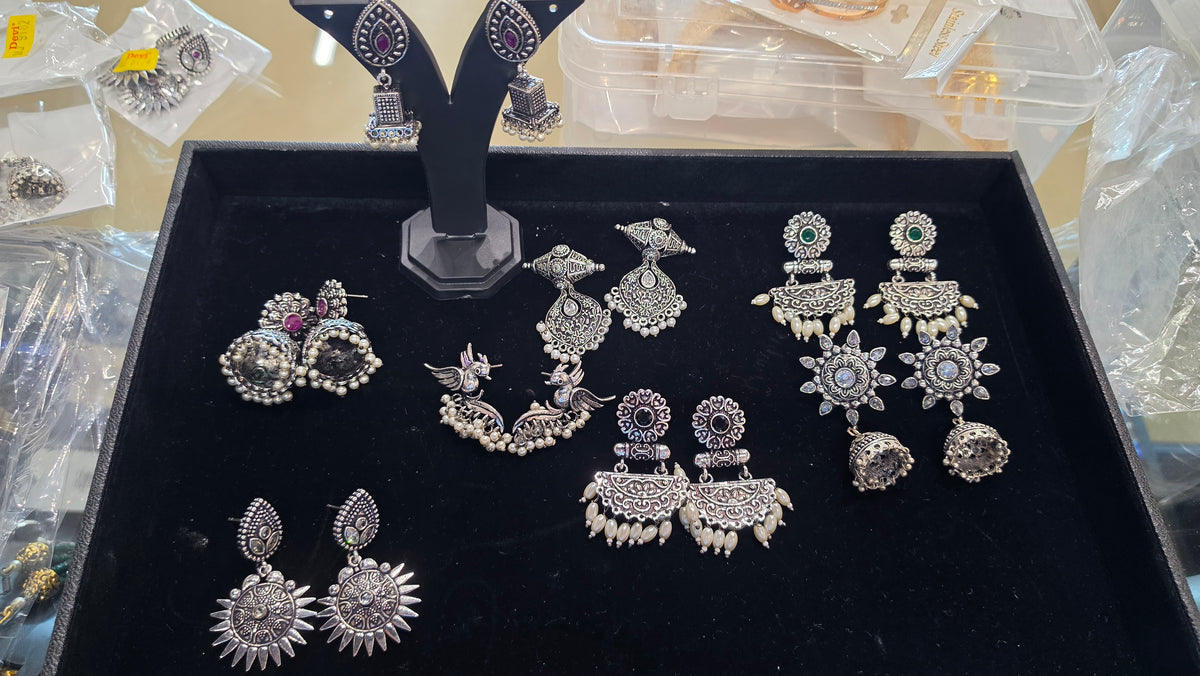 Oxodised Earring  medium sized