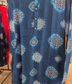 Men's bandhani kurta in Mulmul cotton/tillbule color