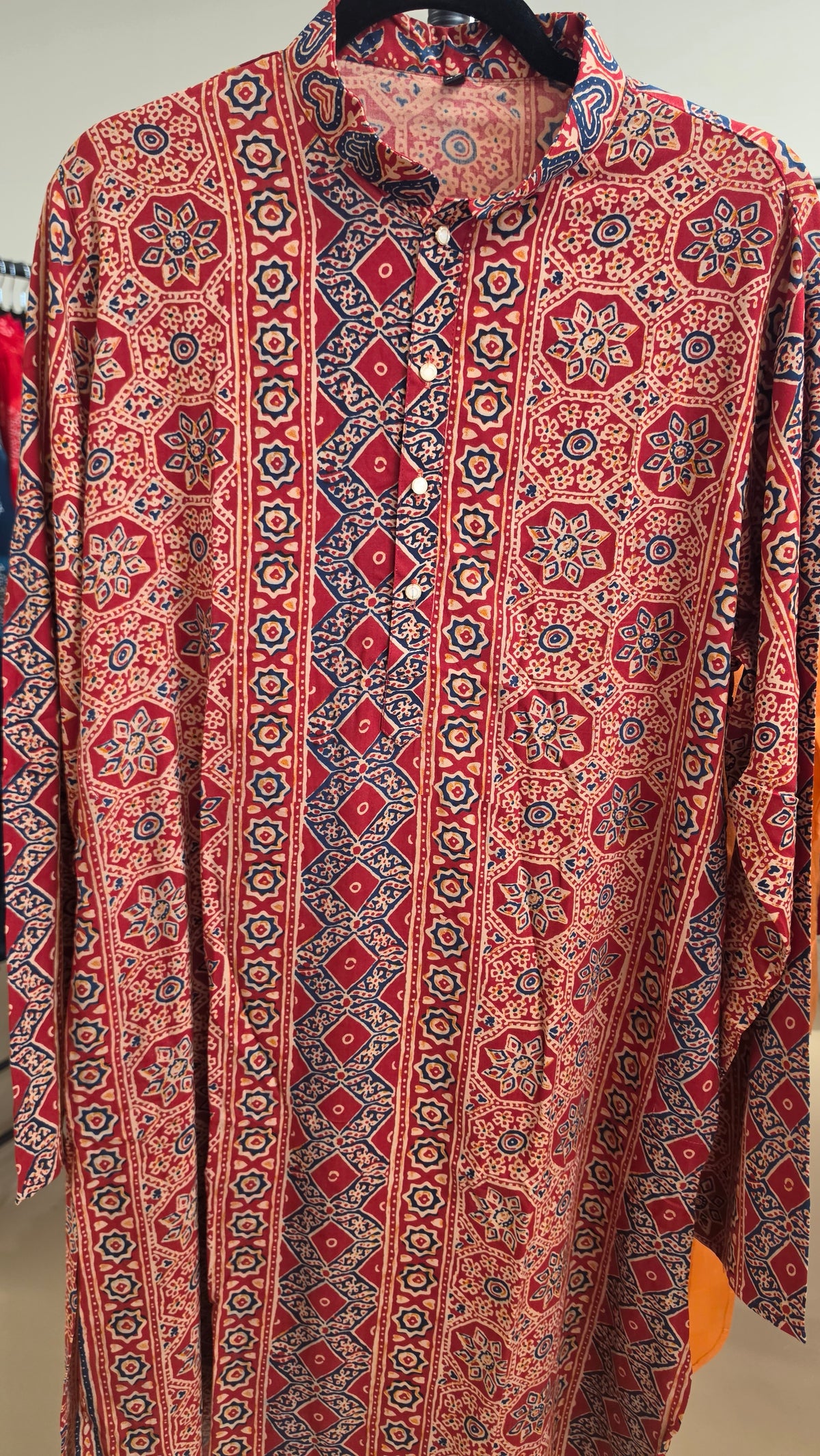 Men's Ajrakh kurta in Mulmul cotton