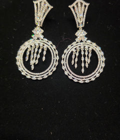 Silver  diamond Earring in round